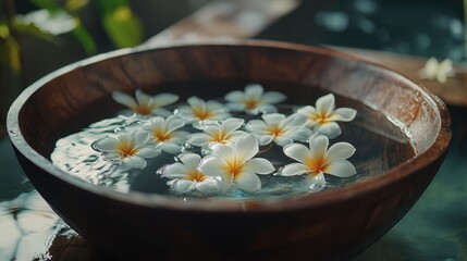 Serene Bowl of Water and White Flowers