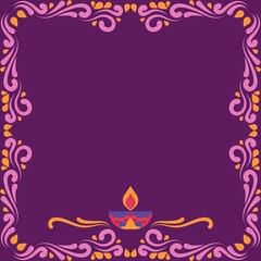 Blank Decorative Frame Border Background with Diwali Festive Theme