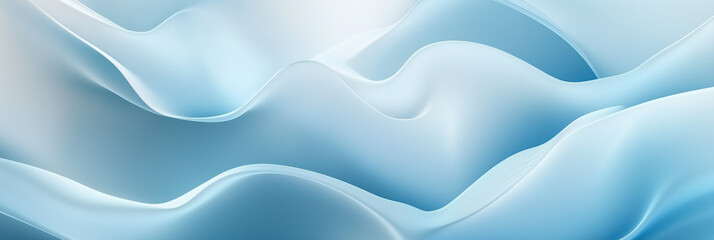 Fototapeta premium A minimalistic gradient background in soft blue and white tones, with smooth, flowing shapes and curves