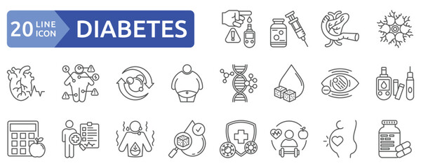 Diabetes icon set