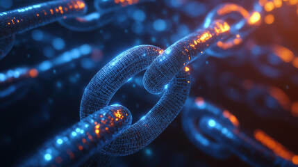 Obraz premium Innovative 3D Visualization of Blockchain Technology for Data Storage Through DNA Sequences in a Cutting-Edge Bioinformatics and Biotechnology Concept