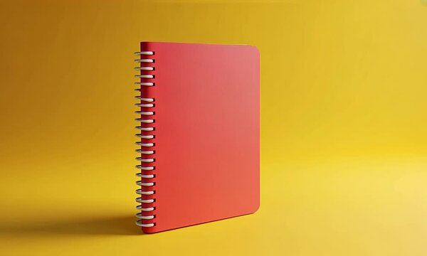 Red Notebook on Yellow Background