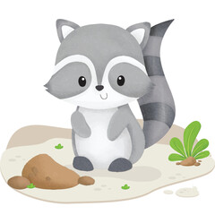 Cute Animal Jungle Little Racoon