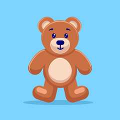 Flat illustration brown bear doll with cute face
