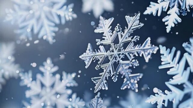 Intricate snowflake close-up with delicate details