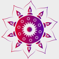 Minimalistic vector circular Mandala design with petal shapes and lines
