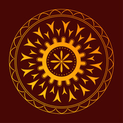 Minimalistic vector circular Mandala design with petal shapes and lines