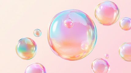 Set of realistic colorful soap bubbles on white background,Soap bubbles for vector illustrations,3d pink soap ball. Realistic rainbow water bubble,Pink soap bubbles float,copy space.