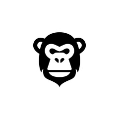 Minimalist and Modern Monkey Logo Design, Simple Chimpanzee, Elegant Orangutan Head Illustration
