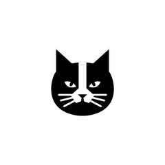 minimalist modern simple flat line art cute cat head face pet shop logo black and white vector