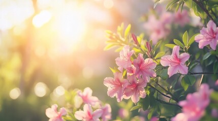 Pink Azalea under the golden rays