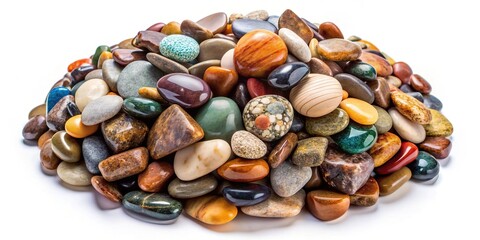decorative pile of natural stones with a fisheye perspective