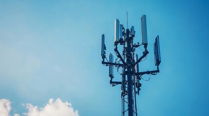 Cellular tower on blue sky