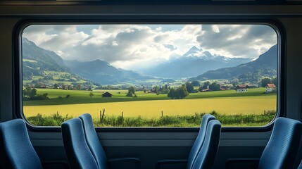 Mountain View Through Train Window