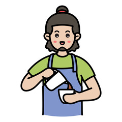 Barista Vector Doodle Illustration