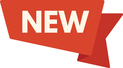 Red ribbon banner with the inscription new, suitable for advertising and highlighting new products