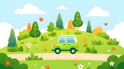 Obraz premium car in the forest