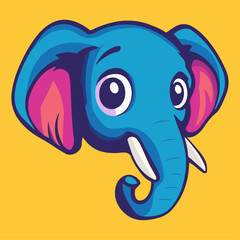 Cute vector illustration of a baby elephant head for mascot and logo icon