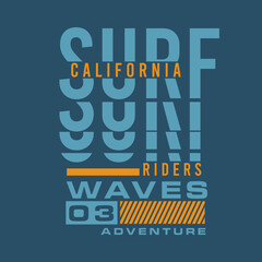 Surf California Riders Waves Adventure Typography summer beach urban modern poster print