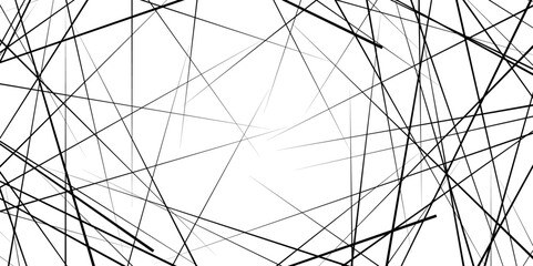 Random chaotic lines. Abstract geometric pattern. Outline monochrome texture. Trendy random diagonal lines image. Random chaotic lines.