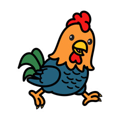 Cute Rooster Cartoon Vector Doodle Illustration