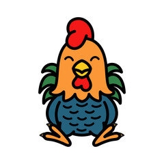 Cute Rooster Cartoon Vector Doodle Illustration