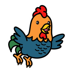 Cute Rooster Cartoon Vector Doodle Illustration