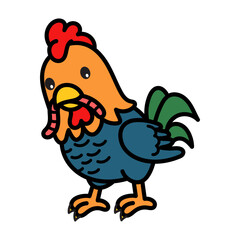 Cute Rooster Cartoon Vector Doodle Illustration