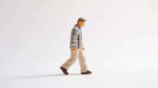 Small figures sleepwalk alone on white background, can be cut out.