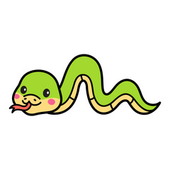 Cute Snake Cartoon Vector Doodle Illustration