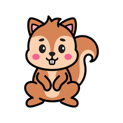 Cute Squirrel Cartoon Vector Doodle Illustration