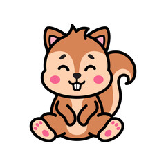 Cute Squirrel Cartoon Vector Doodle Illustration