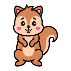 Cute Squirrel Cartoon Vector Doodle Illustration