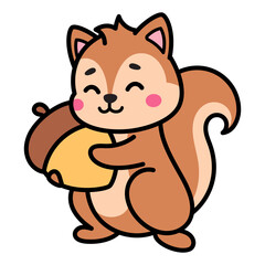 Cute Squirrel Cartoon Vector Doodle Illustration