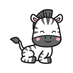 Cute Zebra Vector Doodle Illustration