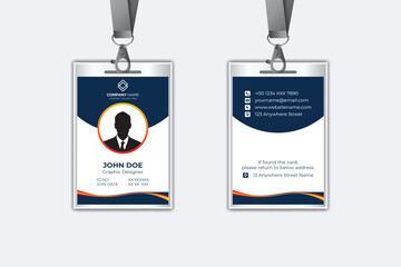 Id card template with photo abstract style