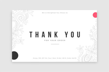 stylish thank you for order message card design
