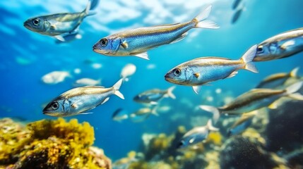 Fototapeta premium Fish flock on Mediterranean reef