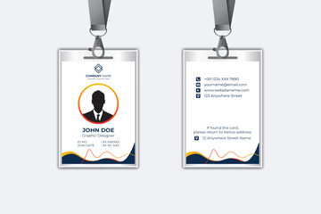 Id card template with photo abstract style