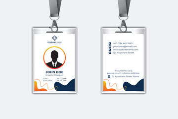 Id card template with photo abstract style