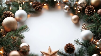 Fototapeta premium Christmas ornaments and empty area for Christmas and New Year's backdrop