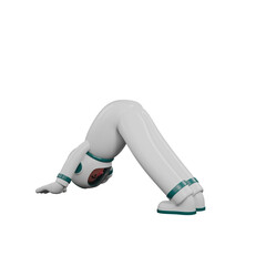 3D Professional Male in Astronaut Role. A male astronaut does a Downward Dog pose, one of the most popular yoga poses for stretching the back and leg muscles. Space