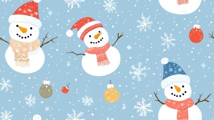 Cute snowman. Winter holiday theme.