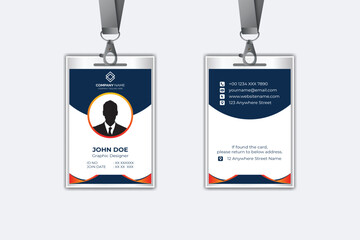 Id card template with photo abstract style