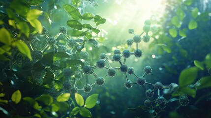 Protein structure in plant-based biochemistry, showcasing enzymes involved in plant metabolism, essential for understanding photosynthesis and growth