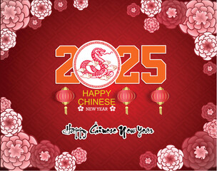 Happy Chinese new year 2025 Zodiac sign, year of the Snake.