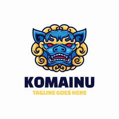 Vector Logo Illustration Komainu Mascot Cartoon Style