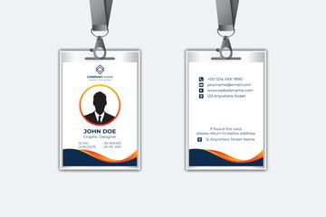 Id card template with photo abstract style