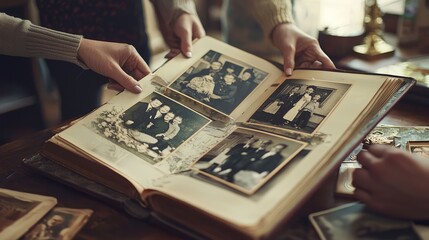 Vintage Family Album Memories in Hands