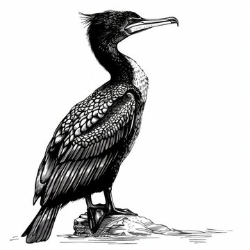 recommend clip art: Cormorant Illustration on White Background